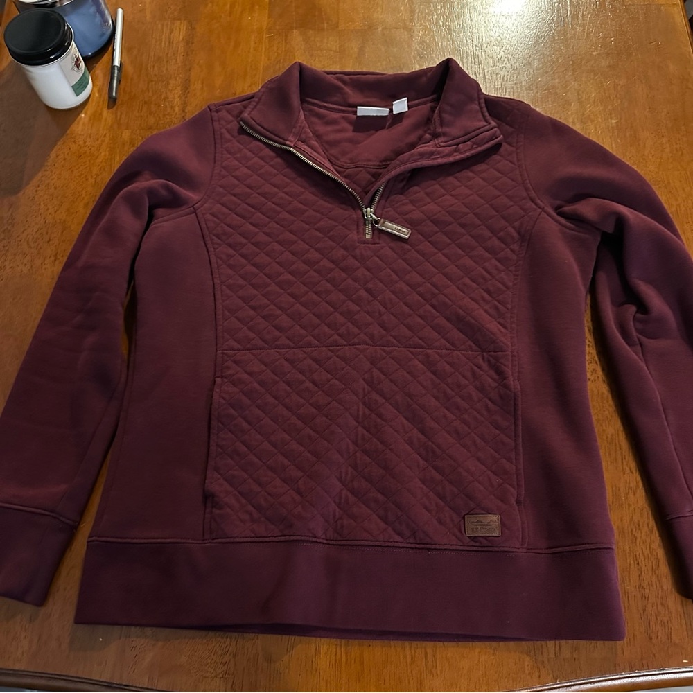 L.L. Bean Burgundy Quilted Quarter-Zip